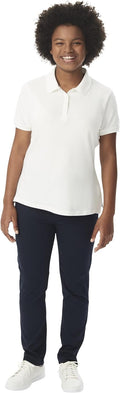 French Toast Women's Juniors' Short Sleeve Stretch Pique Polo Shirt