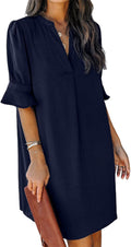 QACOHU women's floral V neck summer dress