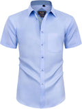 Mens Short Sleeve Dress Shirt Wrinkle Free Summer Button Down Shirts