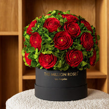 Load image into Gallery viewer, Classic Black Box | Red Persian Buttercups &amp; Green Hydrangeas