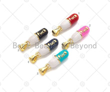 Load image into Gallery viewer, Enamel Colorful Pill Shape Pendant Charm,F**K Word Pink Turquoise Black Red Cobalt Enamel Jewelry,6x17mm,Sku#LK287
