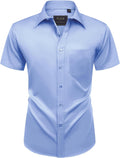 Mens Short Sleeve Dress Shirt Wrinkle Free Summer Button Down Shirts