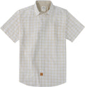 Dubinik® Mens Short Sleeve Button Down Shirts 100% Cotton Plaid Men's Casual Button-Down Shirts with Pocket