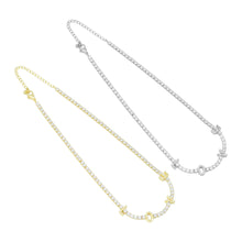 Load image into Gallery viewer, Gold Silver Clear CZ Love Tennis Chain Necklace, Sku#A370