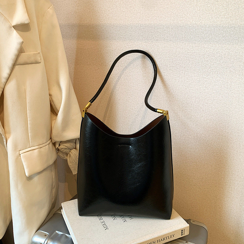 Women's Vintage High-Capacity PU Leather Tote Bag with Double Straps