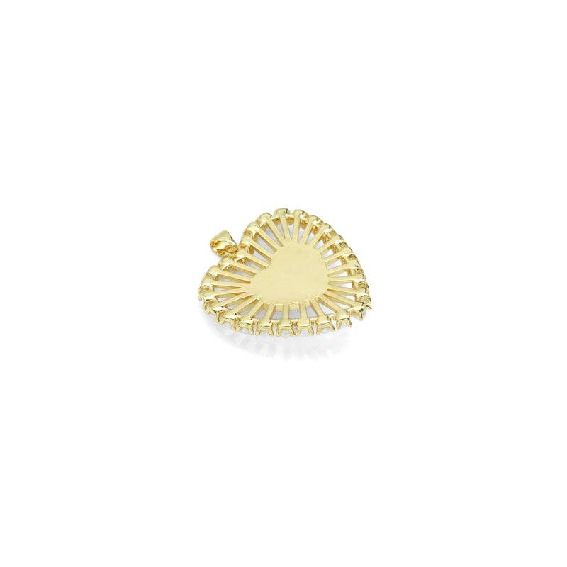 Large CZ Pave Pearl Heart  Pendant, Sku#LX626