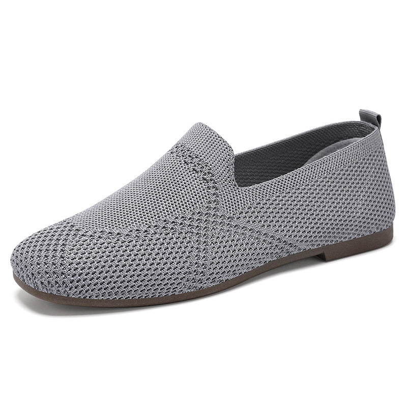 Women's Flyknit Casual Flat Sneakers | Lightweight Breathable Knit Slip-On Shoes