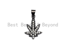 Load image into Gallery viewer, CZ Micro Pave Maple Leaf Flower Shaped Pendant/Charm, Cubic Zirconia Pendant Charm,14x21mm,sku#F915