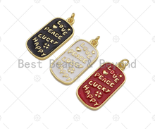 Load image into Gallery viewer, Enamel Colorful Blessing Word On Rectangle Shape Pendant, Enamel Medallion Pendant,Love Happy Lucky Peace,14x28mm,Sku#LK210