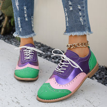 Load image into Gallery viewer, Women's Color-Block Lace-Up Flats Round Toe Casual Shoes – Plus Sizes