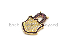 Load image into Gallery viewer, Colorful CZ Micro Pave Lock Pendant,Lock Pave Pendant,Turquoise/Fuchsia/Green/Cobalt/Yellow/Black plated, 18x26mm, Sku#F674