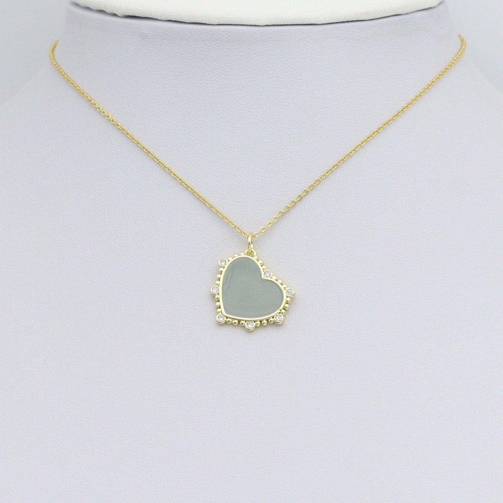 Gray Enamel Heart Shape Charm Pendant, Sku#LX801