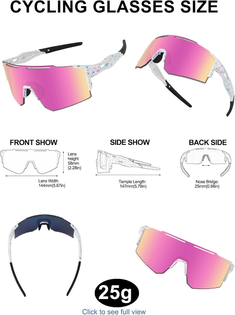 OULAIQI Cycling Sunglasses Polarized Sunglasses for Cycling Men Women with 1 Lens or 3 Interchangeable Lens Baseball Glasses