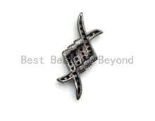 Load image into Gallery viewer, Black CZ Pave On Black Micro Pave Fish Beads/Connector for Bracelet/Necklace, Cubic Zirconia Space Connector, 9x22mm, sku#C104