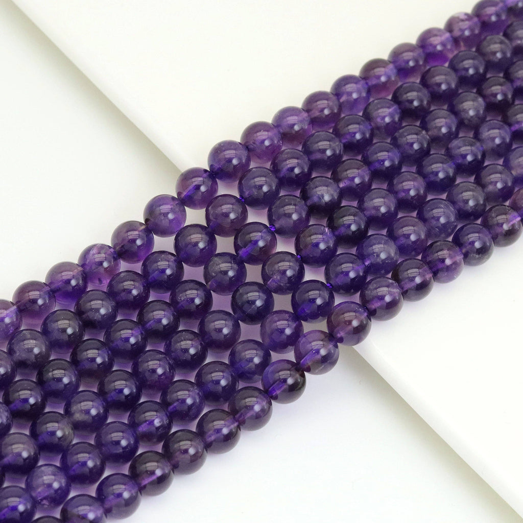 High Quality Amethyst Round Smooth Beads, Sku#U1924