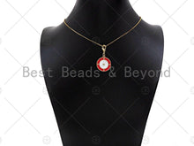 Load image into Gallery viewer, Enamel Colorful Round Ring CZ Five Star On Round Coin Pendant,CZ Micro Pave Enamel Pendant,Enamel Pendant,Enamel Jewelry,20x22mm,Sku#L474