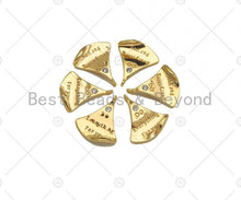 Load image into Gallery viewer, CZ Micro Pave Do Everything For You Word On Fan Shape Pendant,14K Dainty Gold Leaf Charm, Necklace Bracelet Charm,14x16mm,Sku#ZX04