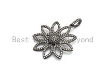 Load image into Gallery viewer, CZ Micro Pave Filigree flower Hollow Out Pendant, Gold/Silver/Black/Rose Gold, Hollow Out Cubic Zirconia Jewelry Findings,30x32mm,sku#F696