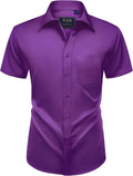 Mens Short Sleeve Dress Shirt Wrinkle Free Summer Button Down Shirts