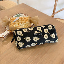 Load image into Gallery viewer, Corduroy Pencil Case Makeup Bag - Korean Style Retro Floral Canvas Pouch for Students