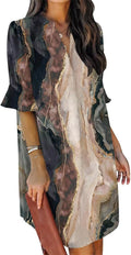 QACOHU women's V neck ruffle sleeve midi summer dress