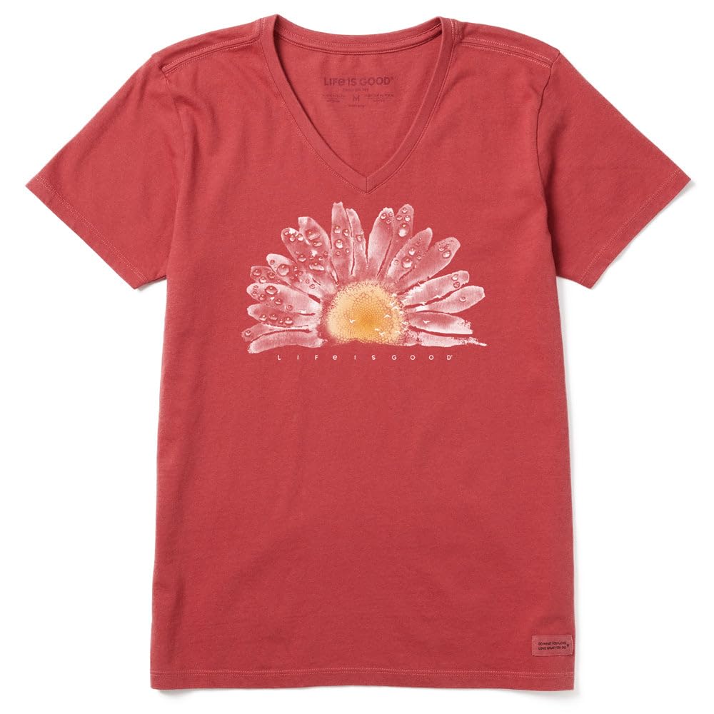 Life is Good Women's Crusher Tee Shirt, Short Sleeve Cotton Graphic T-Shirts, Watercolor Daisy Birds