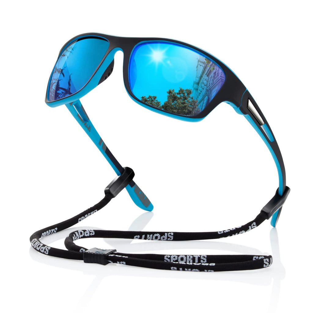 suoso Polarized Sports Sunglasses for Men: UV400 Protection Glasses Wrap Around Goggles for Driving Fishing