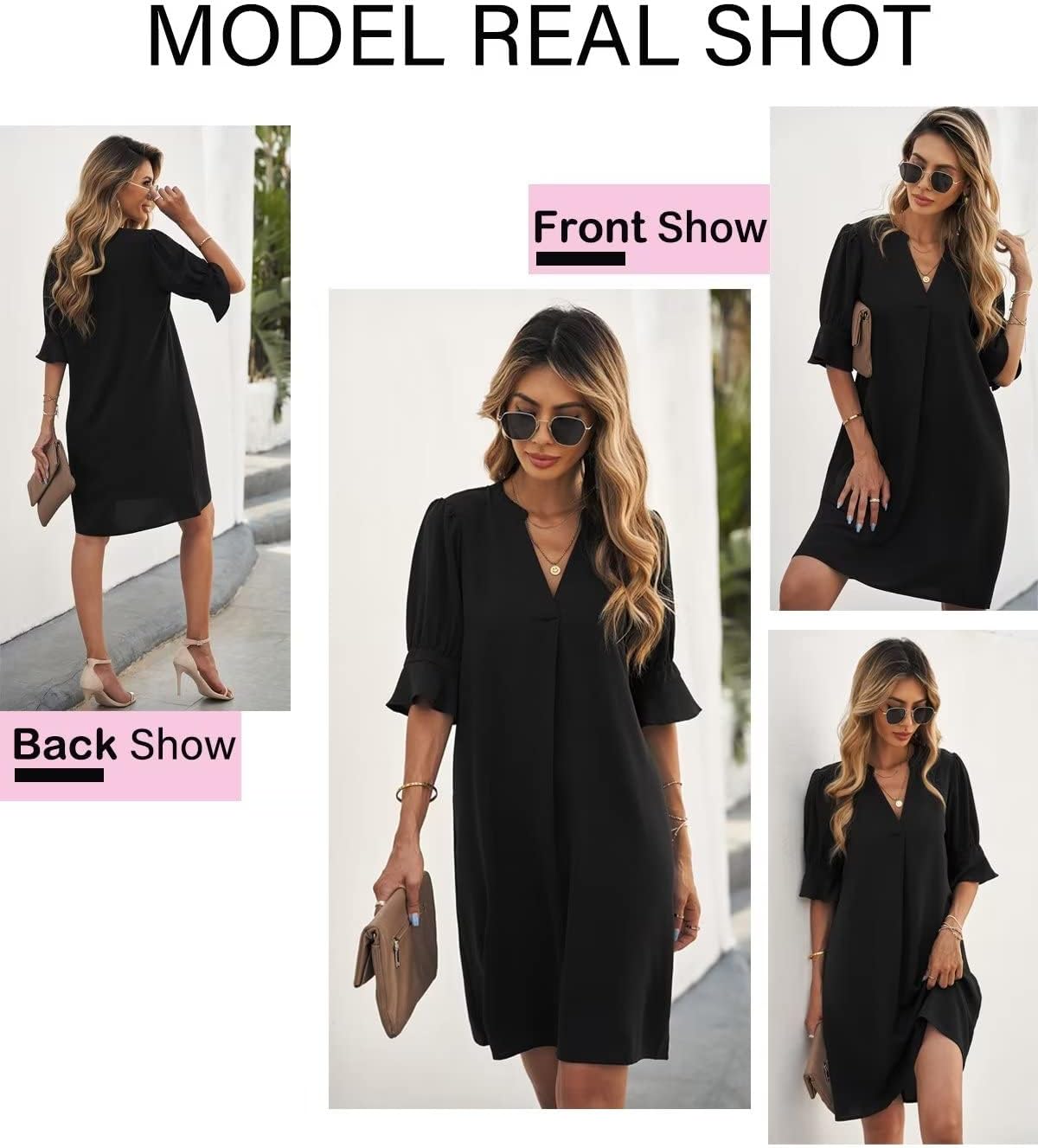 QACOHU women's short sleeve summer shift dress