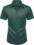 Mens Short Sleeve Dress Shirt Wrinkle Free Summer Button Down Shirts