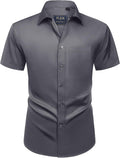 Mens Short Sleeve Dress Shirt Wrinkle Free Summer Button Down Shirts