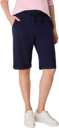 Hanes Women's Shorts, French Terry Bermuda Pocket Shorts, Jersey Knit Fleece Shorts, Women's Bermuda Shorts, 11"