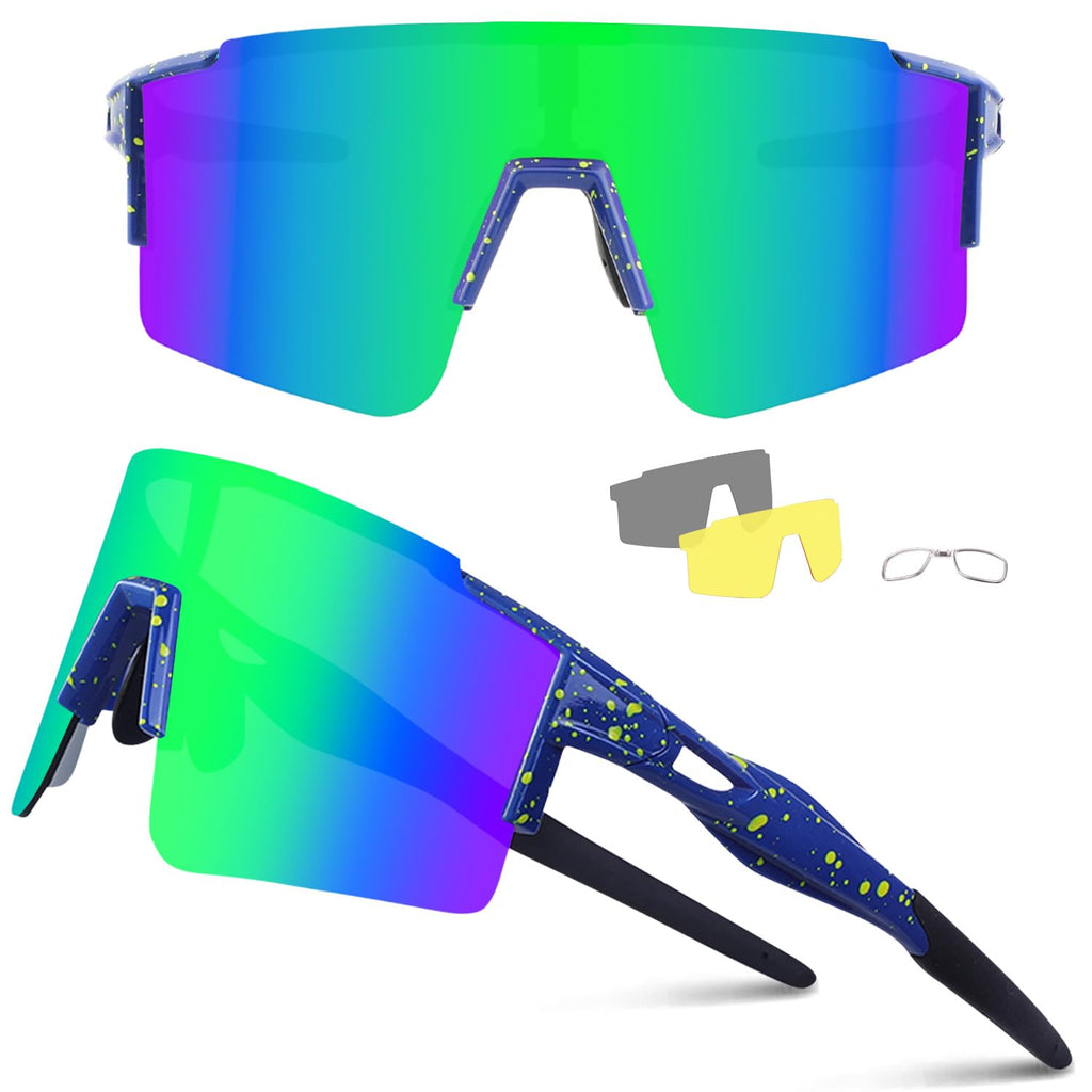 Ukoly Cycling Sunglasses for Men Women with 3 Interchangeable Lenses, Polarized Sports Sunglasses, Baseball Sunglasses