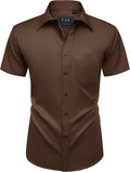 Mens Short Sleeve Dress Shirt Wrinkle Free Summer Button Down Shirts