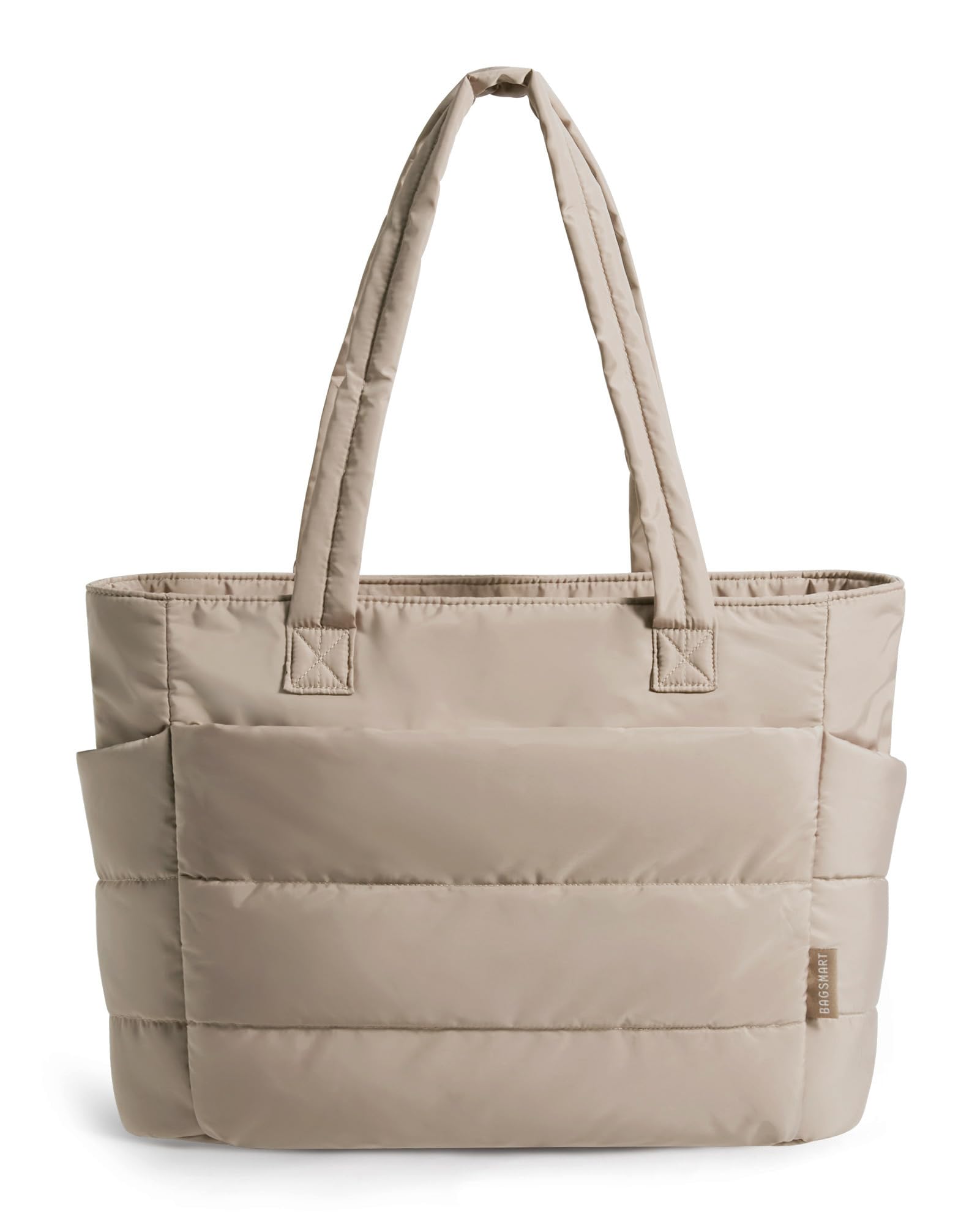 BAGSMART Tote Bag for Women, Lightweight Puffy Tote Bag with Compartments Shoulder Bag Handbag for Travel, Work, Gym | Lightweight, Puffy, Quilted, for Travel, Work