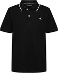 Calvin Klein Boys Short Sleeve Micro Pique Solid Polo, Button Closure, Soft & Comfortable