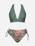 CUPSHE Women's Bikini Set Deep V Neck Two Piece Swimsuit Mid Rise