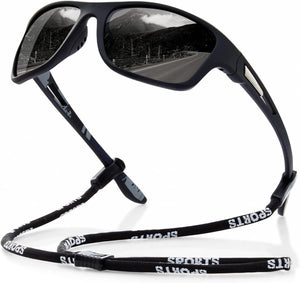 suoso Polarized Sports Sunglasses for Men: UV400 Protection Glasses Wrap Around Goggles for Driving Fishing