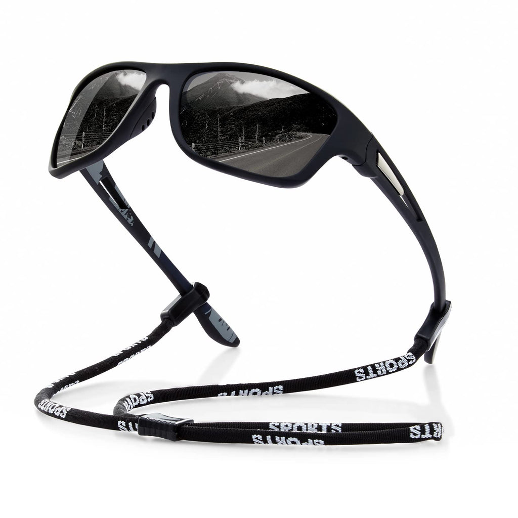 suoso Polarized Sports Sunglasses for Men: UV400 Protection Glasses Wrap Around Goggles for Driving Fishing