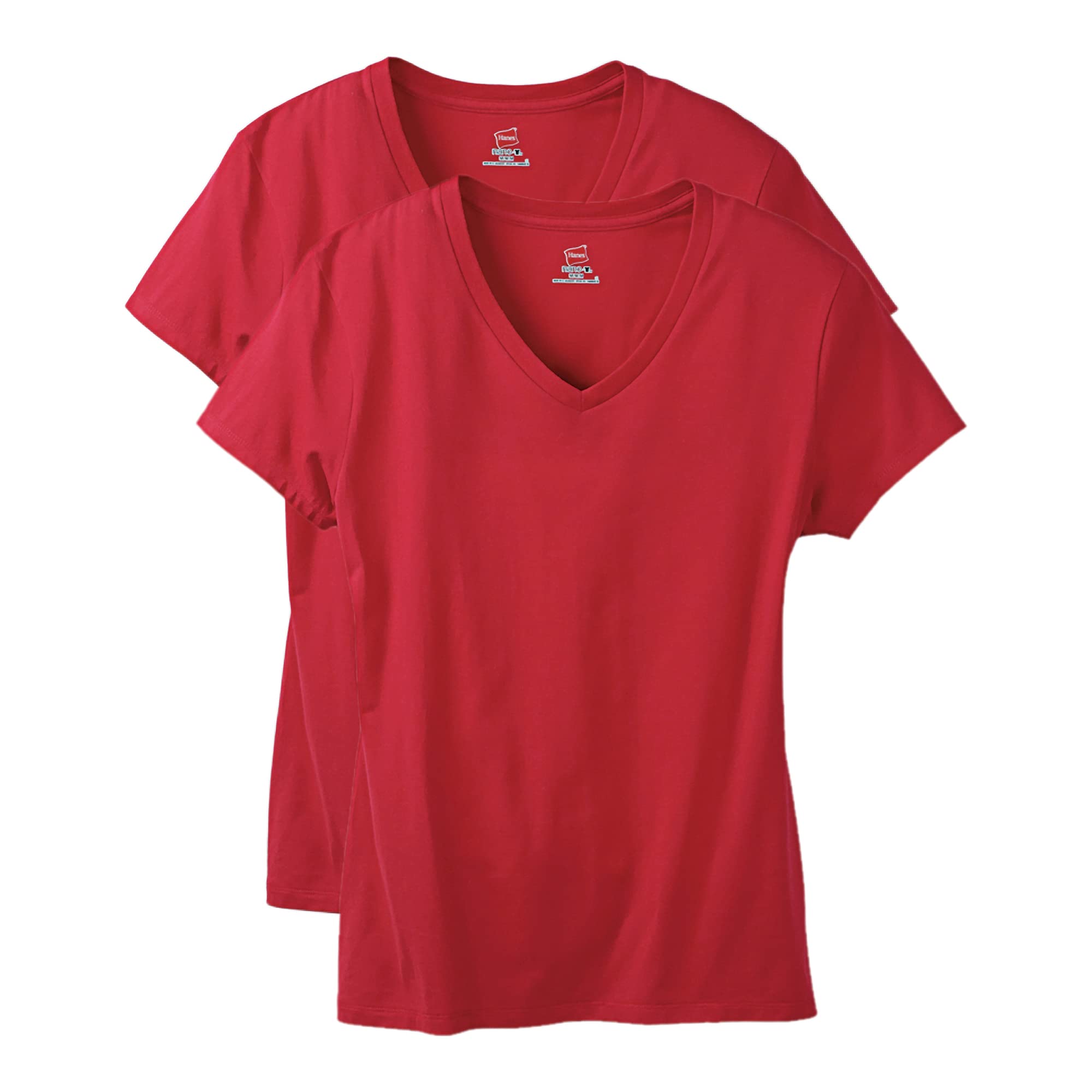Hanes Women's Perfect-T V-neck T-shirt, Cotton Short Sleeve Tee for Women, 1 or 2-Pack