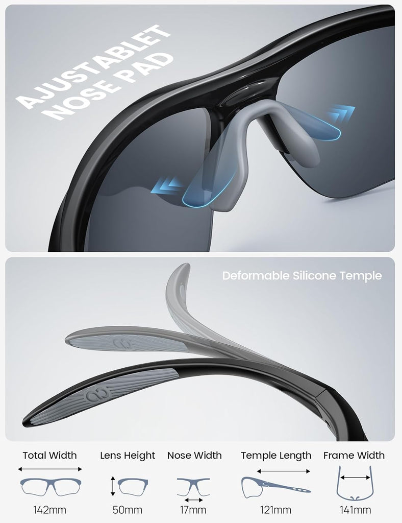 Lamicall 22g Polarized Sports Sunglasses for Men Women - UV400 Protection Sun Glasses for Running Cycling Baseball Driving