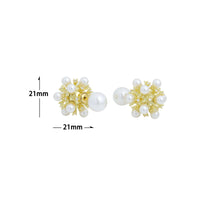 Load image into Gallery viewer, Gold Silver White Pearl Cluster Stud Earrings, Sku#L742