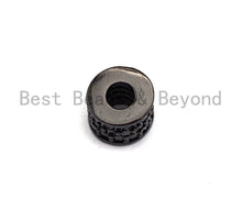 Load image into Gallery viewer, CZ Big Hole Drum Barrel Cobalt Micro Pave Beads, Gold/Rose Gold/Silver/Black Cubic Zirconia Spacer Beads, DIY Jewelry, 6x7mm, sku#X45