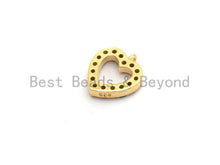 Load image into Gallery viewer, CZ Multi-Color Micro Pave Heart Charm, Heart Shaped Pave Charm, Gold plated small heart charm, 9x10mm, Sku#B116