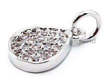 Load image into Gallery viewer, CZ Micro Pave Teardrop Pendant/Charm, Clear Cubic Zirconia Drop Dangle Pave Charm, 8x12mm, sku# F342C