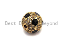 Load image into Gallery viewer, 10mm/12mm CZ Micro Pave Round Soccer ball Spacer Beads, CZ Pave ball beads,Gold/Silver Color, Men's Jewelry Findings, sku#N52