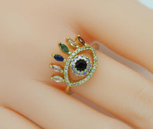 Load image into Gallery viewer, Colorful CZ Evil Eye Adjustable Ring,JL67