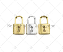 Load image into Gallery viewer, 18K Shiny Gold Padlock Key Pendant, Gold Lock Charm, Padlock Necklace Bracelet Charm, 11x18mm, Sku#LK07