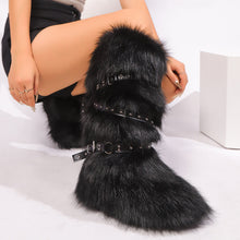 Load image into Gallery viewer, Women's Fur-Lined Mid-Calf Snow Boots | Cross-Strap Buckle | Slip-On Winter Boots