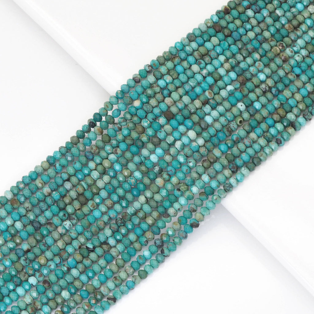 3x4mm Genuine Chinese Turquoise Faceted Rondelle Beads, Sku#