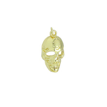 Load image into Gallery viewer, Gold Skull Head Charm Pendant, halloween charm, Sku#LK1102